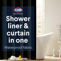 CLOROX 2-in-1 Bathroom Shower Curtain Liner, Durable Fabric, Weighted Magnets by Clorox