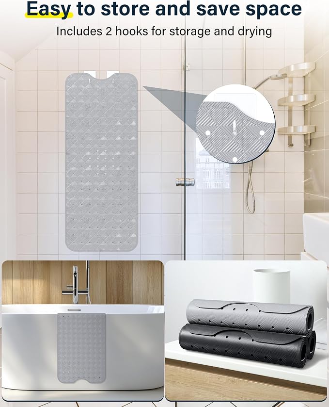 Non Slip Bathtub Mat for Tub & Shower, Machine Washable 40"x16" Anti Slip Bath - Image 3