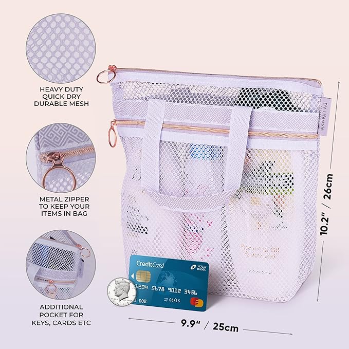 Mesh Shower Bag 10.2x9.9'' Quick-Dry Caddy - Image 2