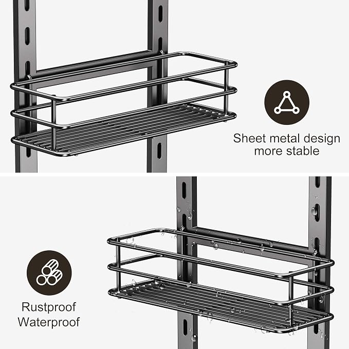 Orimade Adjustable Anti-slip Shower Caddy over Head, Rustproof Bathroom Hanging - Image 5