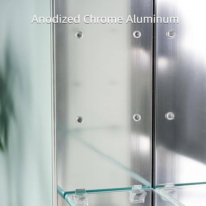 WELLFOR 12" x 30" Bathroom Medicine Cabinet, Anodized Chrome Aluminum Frame - Image 10
