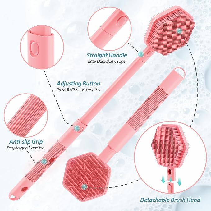 Silicone Back Scrubber & Soft Bath Glove 2PCS, 360° Anti-Slip Hand-fit Silicone - Image 3