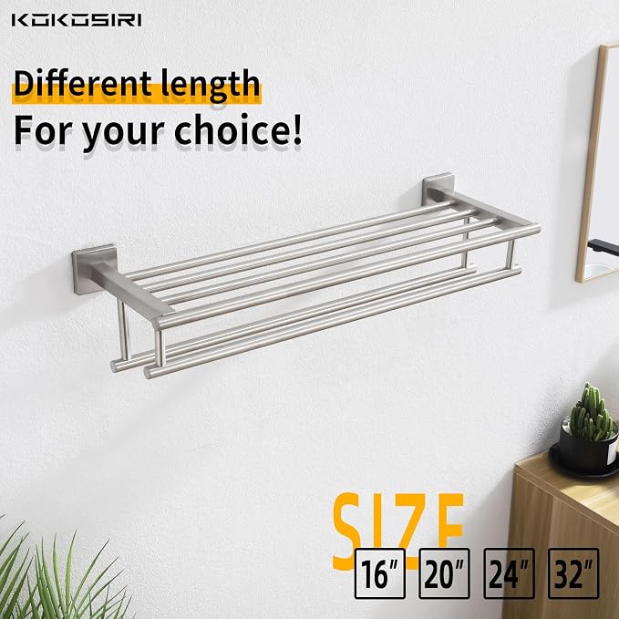 KOKOSIRI 20 Inch Towel Rail Towel Shelf - Image 5