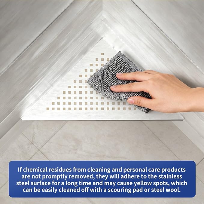 Corner Shower Shelf 2 Pack, 304 Stainless Steel Grout in Shelves - Image 8