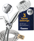 HammerHead Showers® Solid Metal 3-Spray Handheld Shower Head by HammerHeadShowers