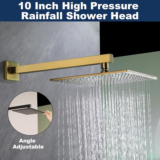 Gold Shower System with Tub Spout, All Metal Bathtub Shower Faucet Set with - Image 4