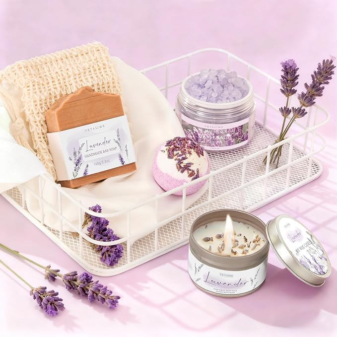Gifts for Women, Lavender Bath and Body Gift Basket Relaxing Spa Self Care Gift - Image 6