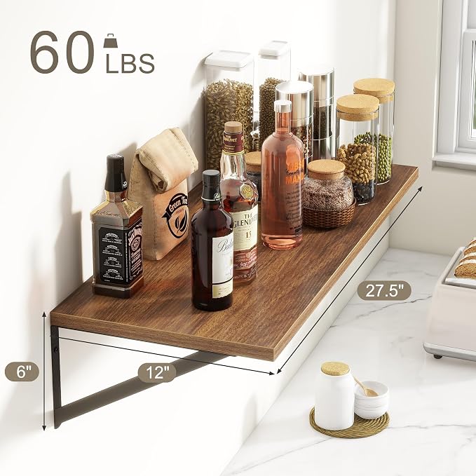 Fun Memories 27.5" W x12 D Floating Shelves, Large Wall Shelves 27.5 Inch Long - Image 3