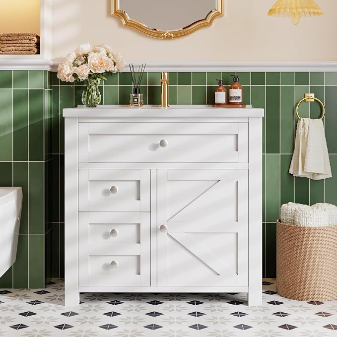 YESHOMY Bathroom Vanity with 30" Sink, Modern Wood Pedestal Bathroom Spacious - Image 7