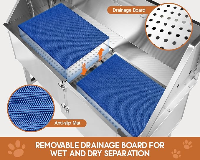 Albott 50-Inch Stainless Steel Dog Washing Station - Image 3