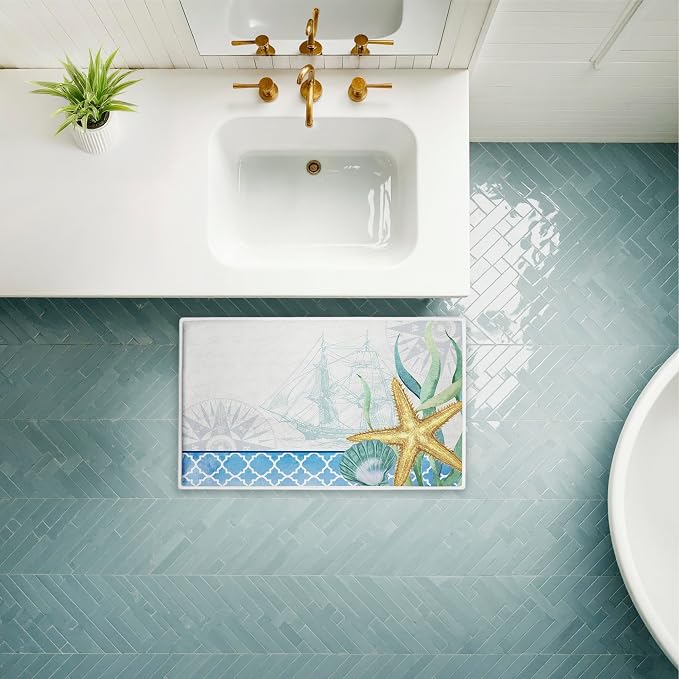 Stupell Industries Bayside Sea Life & Ship Plush Bathroom Mat & Bath Rug - Image 3