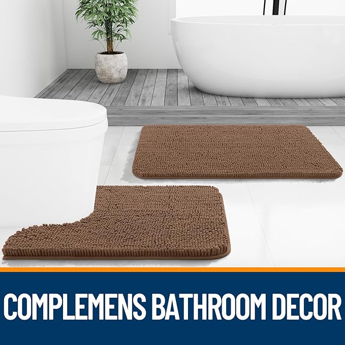 OLANLY Bathroom Rugs 44x24, Extra Soft Absorbent Chenille Bath Rugs, Rubber - Image 7