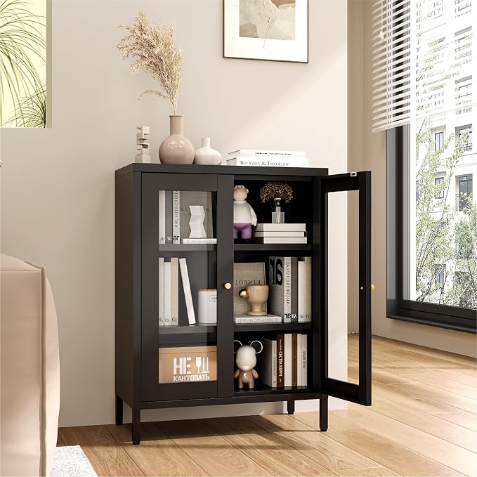 Metal Bathroom Cabinet, Small Floor Storage Cabinet, Freestanding Sideboard - Image 6