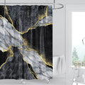 Domoku Black Gold Marble Shower Curtain, Modern Abstract Design, Waterproof by DOMOKU