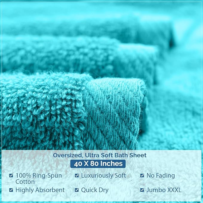 DAN RIVER Pack of 1 Bath Sheet 40x80 Inches, Jumbo Bath Sheets - Image 8
