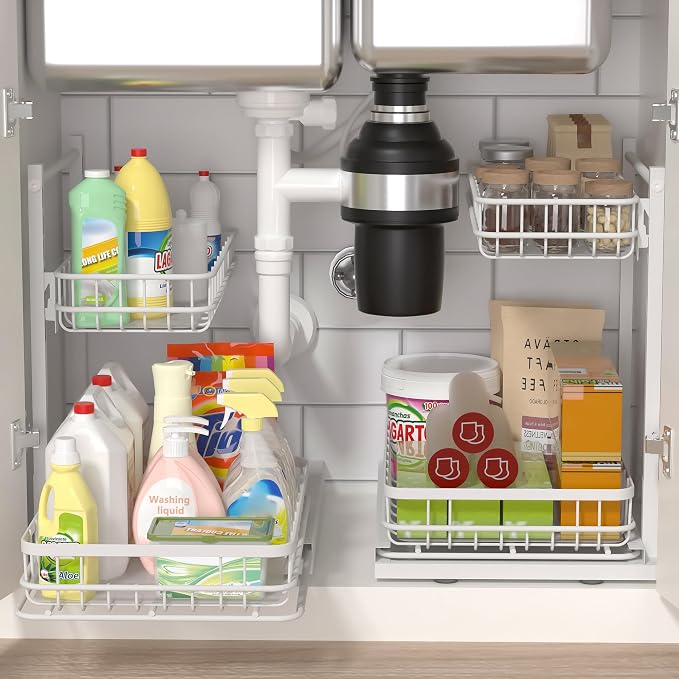 Under Sink Organizer, Adjustable Height Pull-Out Kitchen Storage Organization - Image 3