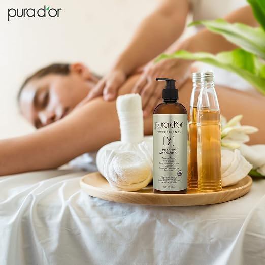 PURA D'OR 16 Oz ORGANIC Massage Therapy Oil USDA Certified Almond, Lavender Oils - Image 5