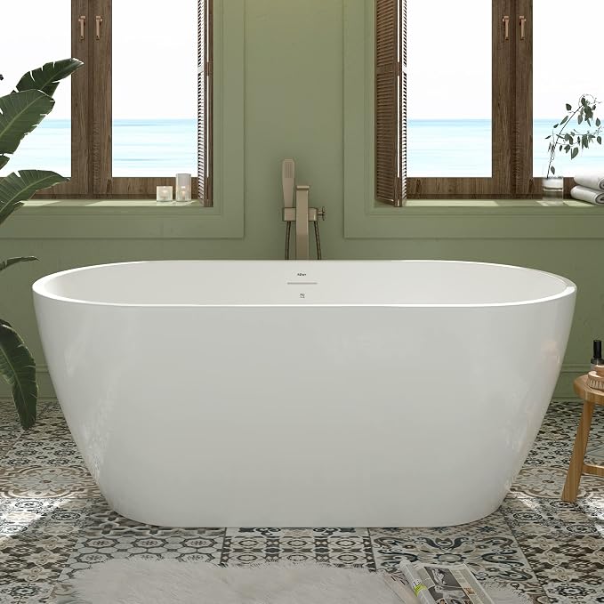 FerdY 59" Bali Elite Acrylic Freestanding Bathtub, Gracefully Shaped by FerdY