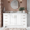 ARIEL 61" White Bathroom Vanity 1.5" Edge Pure White Quartz Countertop & Splash by Ariel