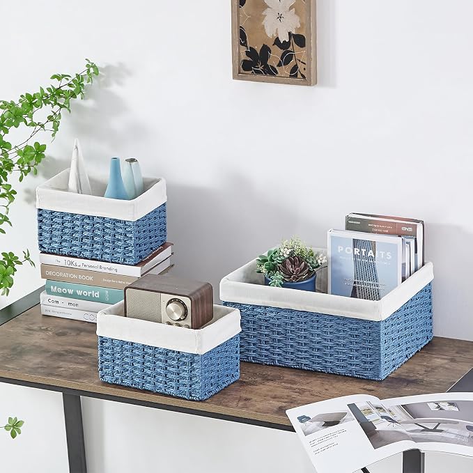 Vagusicc Wicker Basket, Rectangle Wicker Storage Basket Bins - Image 7