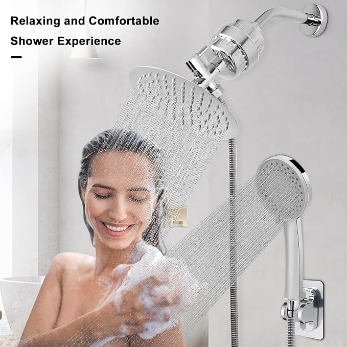 NearMoon Filtered Shower Head, High Pressure 8″Round Rain Shower and 5 settings - Image 7