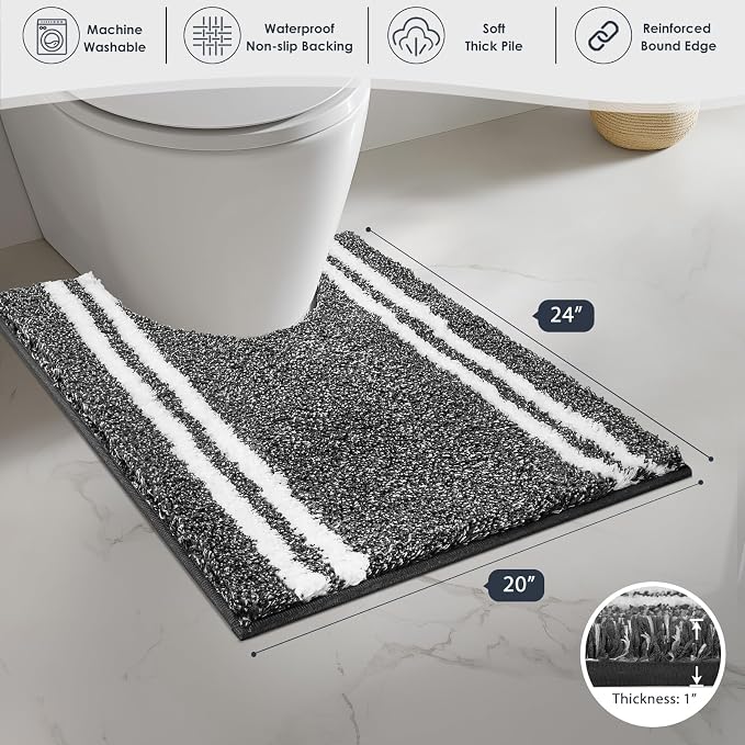 PURRUGS Bathroom Rug Non-Slip Machine Washable 20" x 24" U-Shaped, Super - Image 6