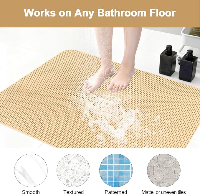 Square Shower Mat: 32"x32" Extra Large Non Slip Shower Mats - Image 5