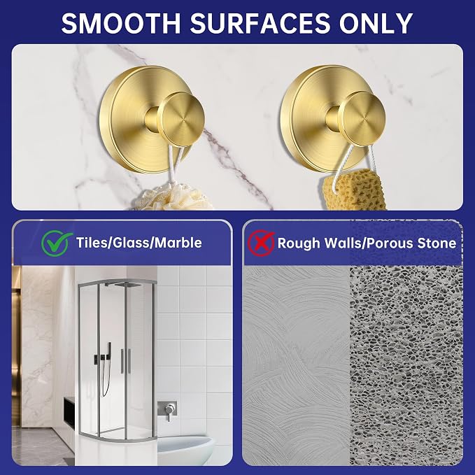 luckin smile Suction Cup Hooks for Shower, No-Drill Removable Towel Hook for - Image 4