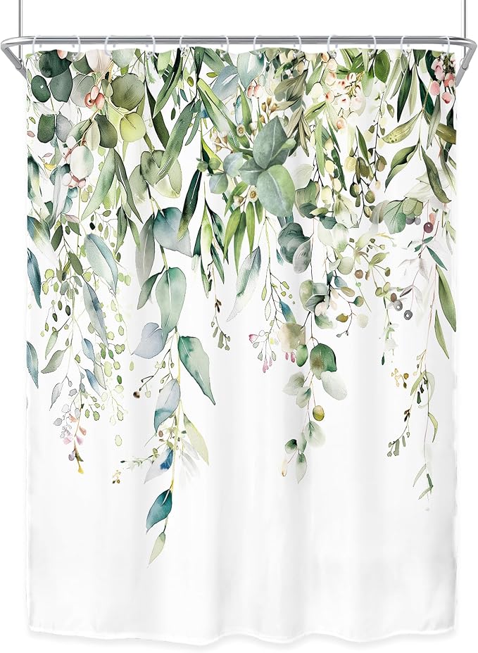 Riyidecor Small Green Eucalyptus Leaves Shower Curtain - Image 8