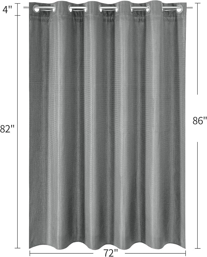 MitoVilla No Hooks Needed Extra Long Shower Curtain Liner Set, 86 inch XL Black - Image 7