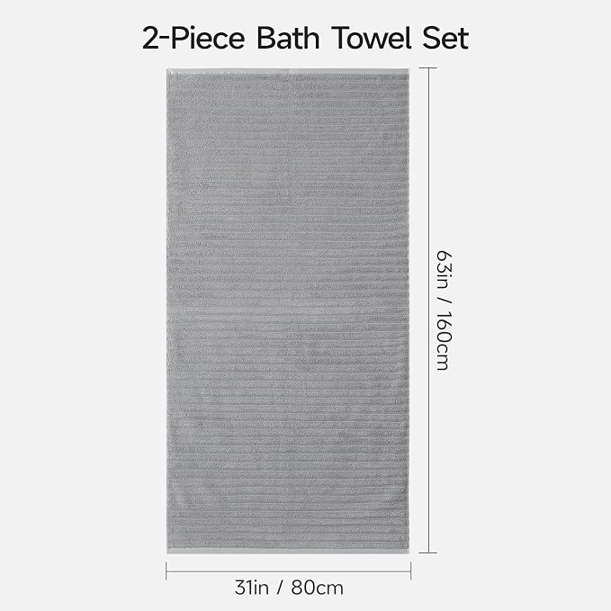 REDKISS 2Pack Large Bath Towels 31×63 inches, 100% Cotton, Super Soft and - Image 3
