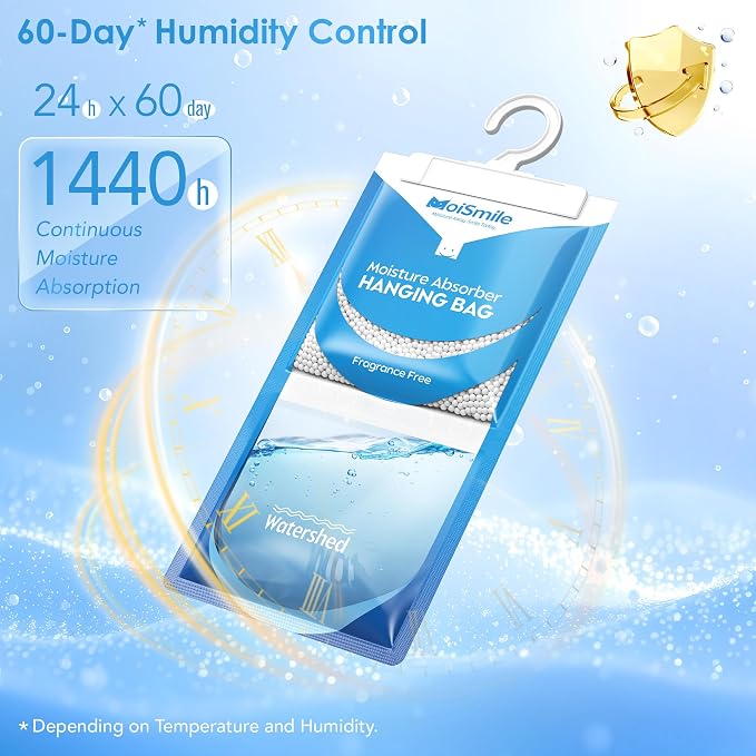 Moisture Absorbers 10 Pack Fragrance Free, Hanging Closet Dehumidifier Bags - Image 5