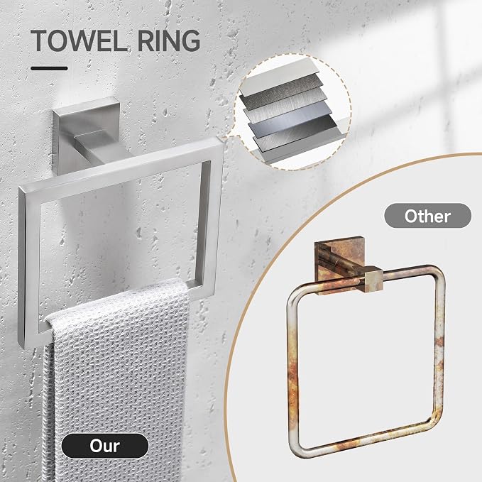 TQKAG 7-Pieces Brushed Nickel Bathroom Hardware Accessories Set 23.6" SUS304 - Image 6