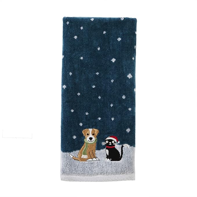 SKL Home Christmas/Winter Cat & Dog Hand Towel 2pc Set - Image 3