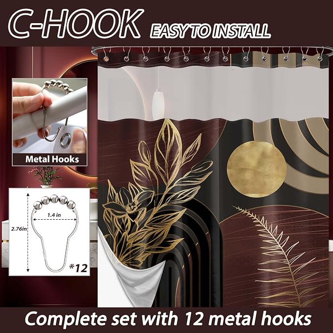 Dark Brown Boho See Through Mesh Top Shower Curtain - Image 5