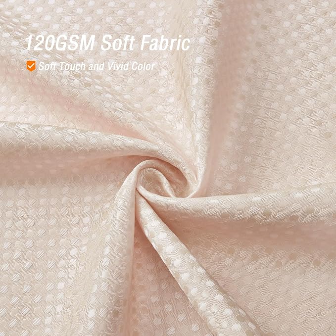 Gibelle Blush Pink Shower Curtain, Waffle Weave Textured Fabric Shower Curtain - Image 2