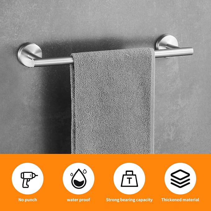 Bathroom Hardware Set Brushed Nickel, 24 Inch Towel Bar Set 10 Pieces Bathroom - Image 3