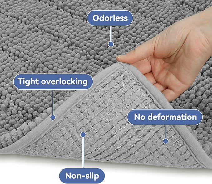 Bcoimo 70"×24" Chenille Bath Mat – Non-Slip - Image 5
