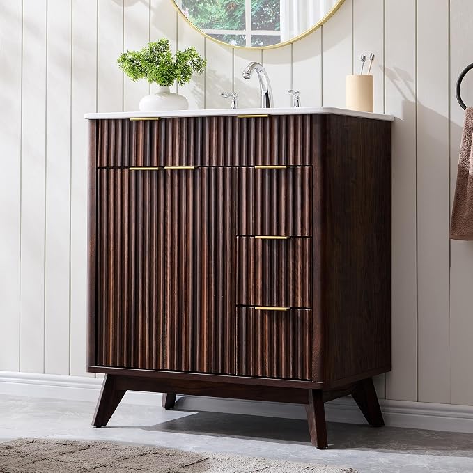 T4TREAM 30" Fluted Bathroom Vanity by T4TREAMFurniture