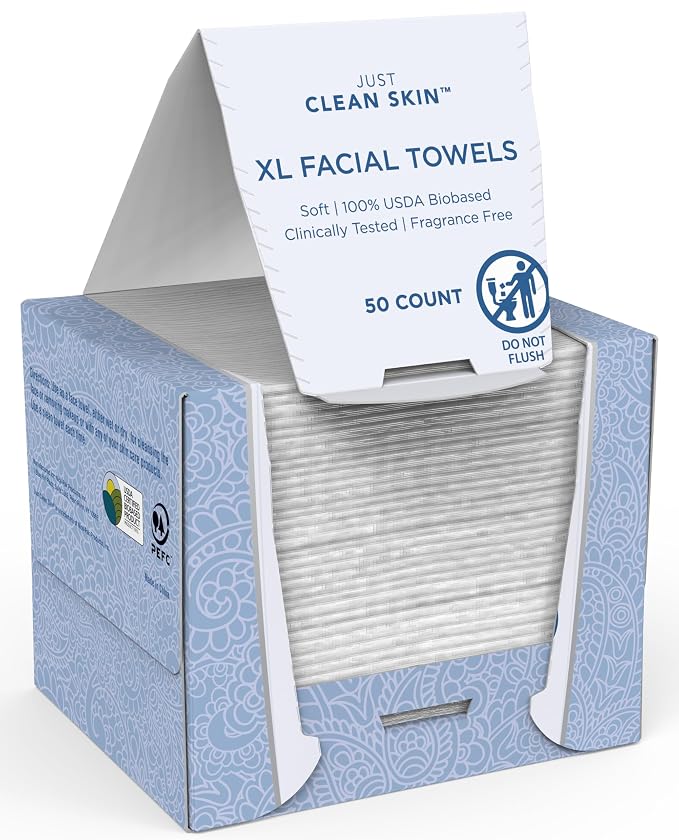 Dry Face Towels 50 Count | 10" x 11.5" Extra Large Disposable Dry Wipes | by Unknown