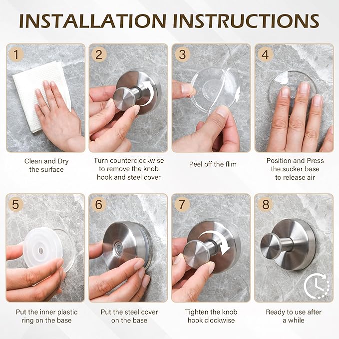 Shower Suction Cup Hooks, Heavy Duty Bathroom Wall Hooks - Image 5