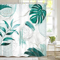 Green Boho Shower Curtain 72Wx72H Bohemian Modern Abstract Teal Tropical Palm by MitpokBrand