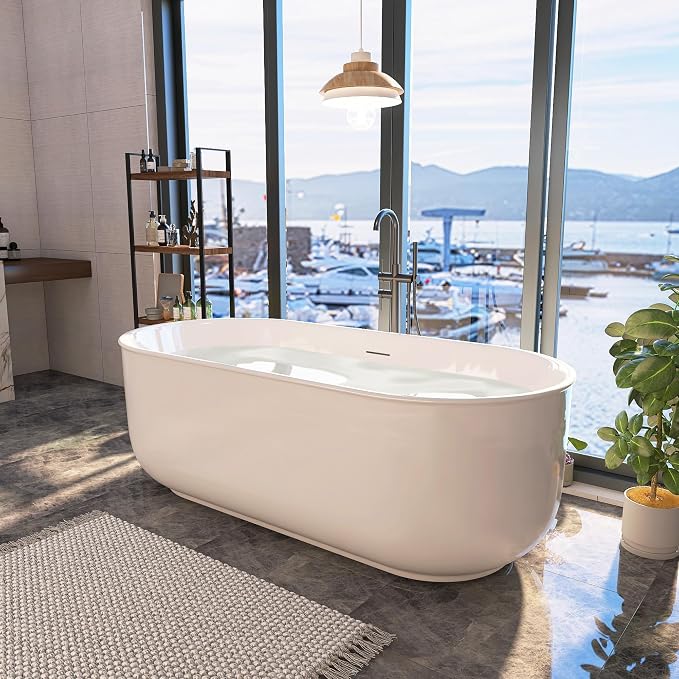 67" Acrylic Free Standing Tub, Stand Alone Tub, Freestanding Bathtub, Soaking - Image 3