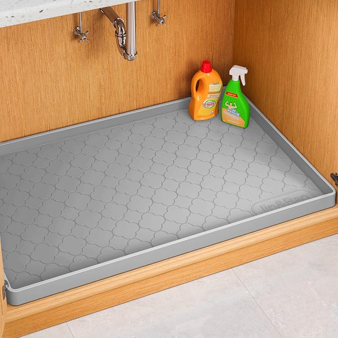 Jin&Bao Waterproof Under Sink Mat 22" x 22", Thick Silicone Mat Cabinet by Jin%26Bao