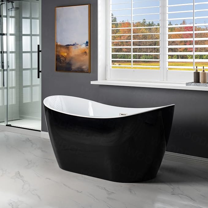 WOODBRIDGE 59" Acrylic Freestanding Bathtub Contemporary Soaking Tub, BTA1816-BN - Image 2