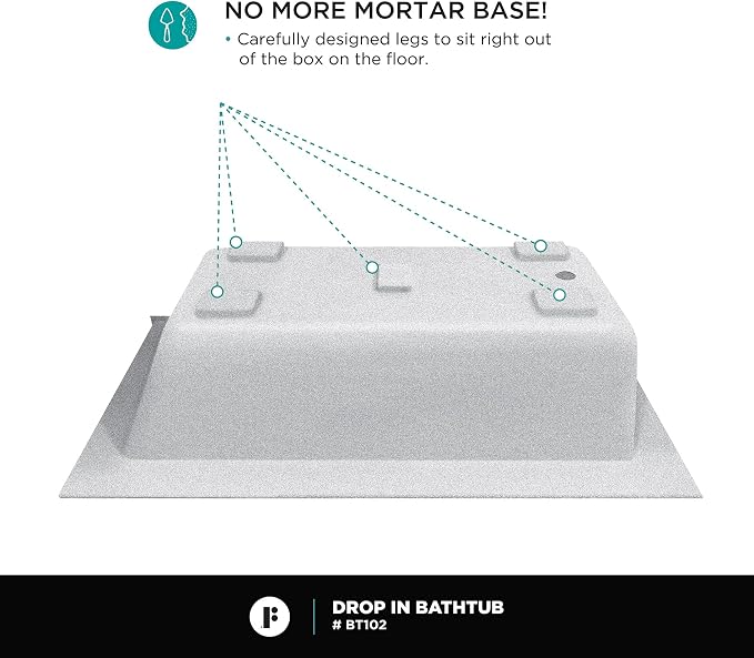 Fine Fixtures Drop In White Soaking Bathtub, Fiberglass Acrylic Material - Image 4