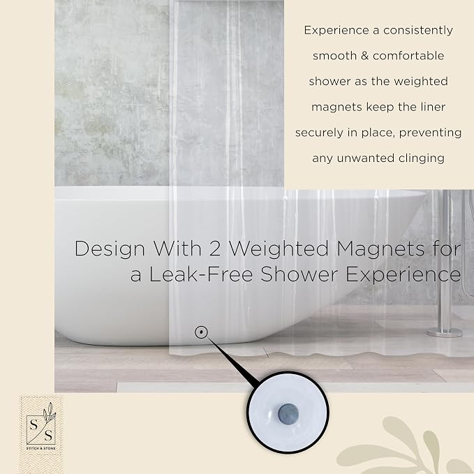 Stitch & Stone Shower Curtain Liner, Premium Lightweight Durable Waterproof 4g - Image 7