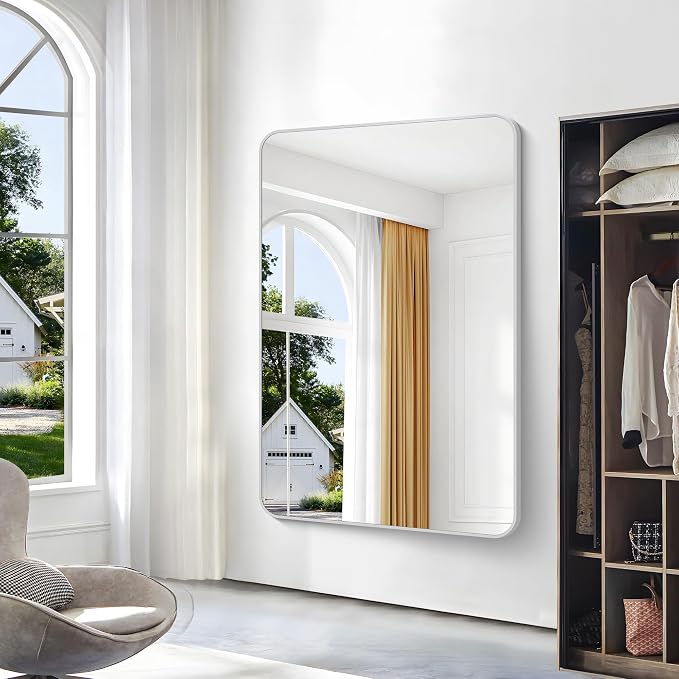 BONEWEI Silver Bathroom Mirror, 60x40 inch Wall Mirror - Image 4