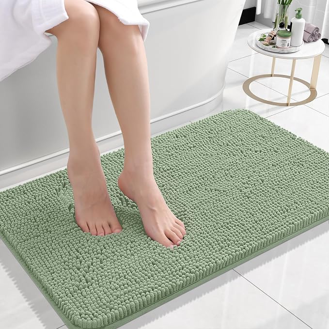 OLANLY Bathroom Rugs 24x16, Extra Soft Absorbent Chenille Bath Rugs, Rubber by OLANLY