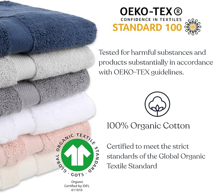 Delara Organic Cotton Luxuriously Plush Bath Towel 20 Piece Set|GOTS & Oeko-TEX - Image 6
